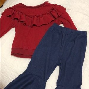 Ruffled top and flared leggings